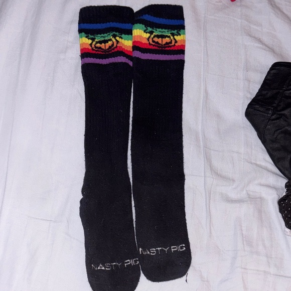 Nasty Pig Other - Nasty Pig Black Socks with Rainbow Stripes pride